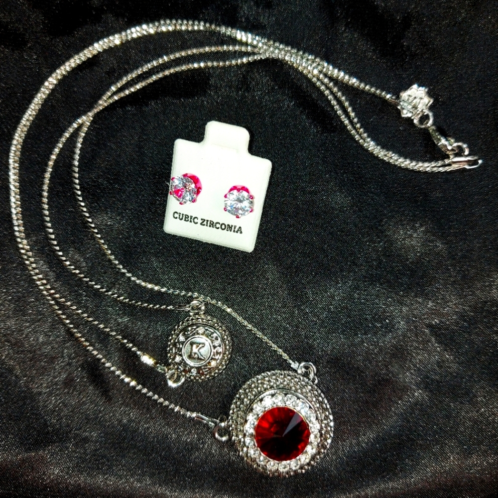 3 for $25- Snap On Jewelry Necklace & NWT Cubic Zirconia Earrings